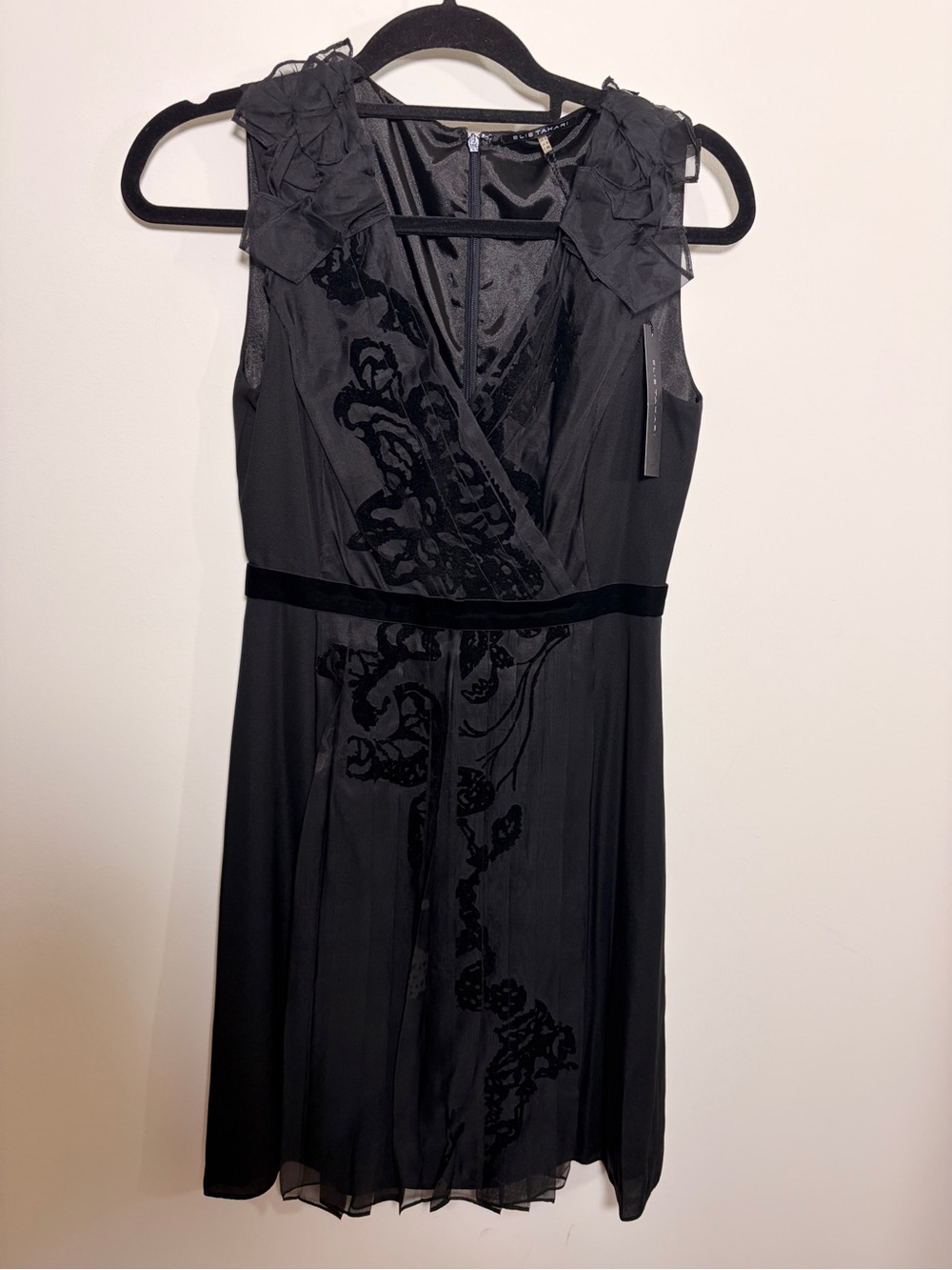 NWT Elie Tahari Randi Black Silk Floral Cocktail Dress Size 2
